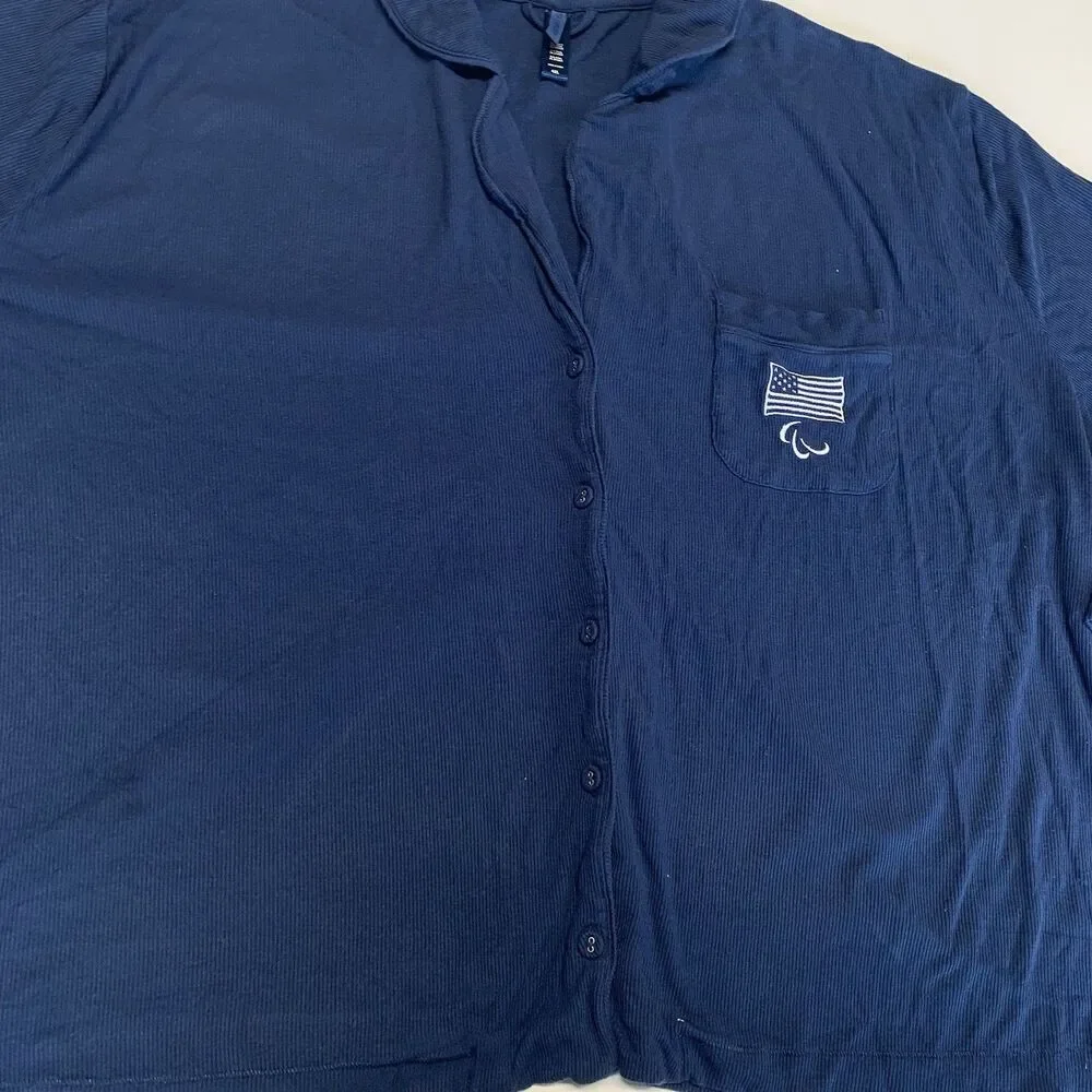 SKIMS Team USA Paralympic Oversized Sleep Top Lounge Blue Size 4XL Soft